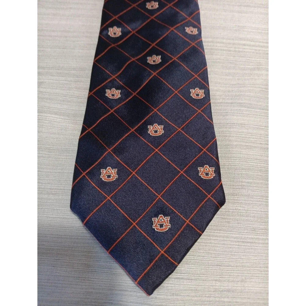 Auburn University AU All Over Print 100% Silk Neck Tie By Rah Rah Made In USA